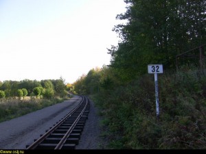 Km 32 - längre bort skymtar slutet av byggspåret i Hedlandet